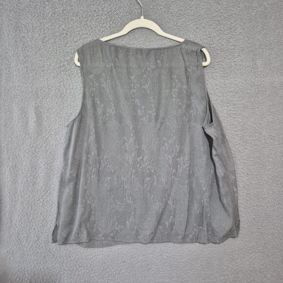 Vtg Citron Santa Monica Women's Grey Silk Sleeveless Paisleys Tank Top 2X - Picture 2 of 7